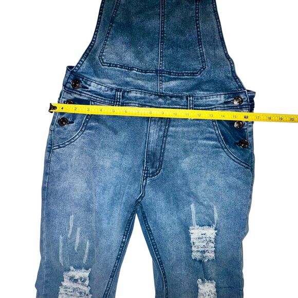 VULCANN Pants Mens 34” Medium Faded Blue Denim Overall Distressed - Picture 10 of 10
